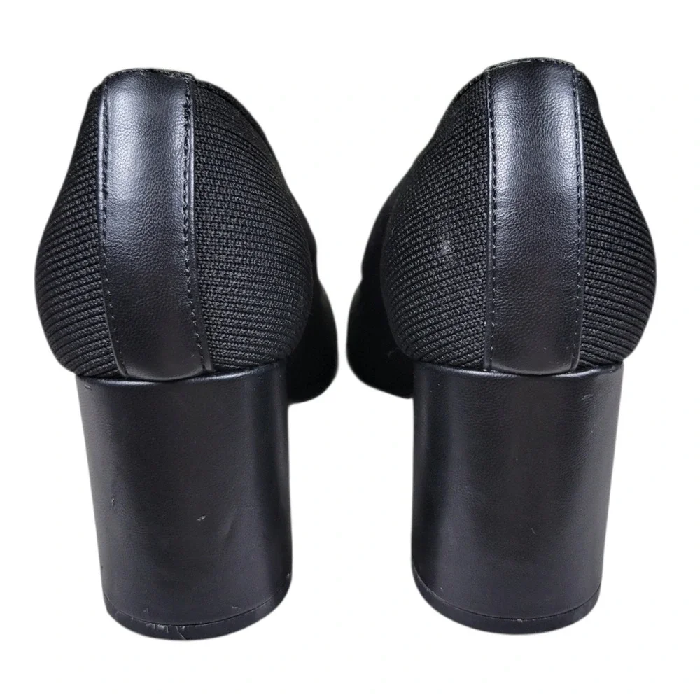 Adrienne Vittadini Brittiny Pumps Women 7M Black Knit Block Heel Loafer Business